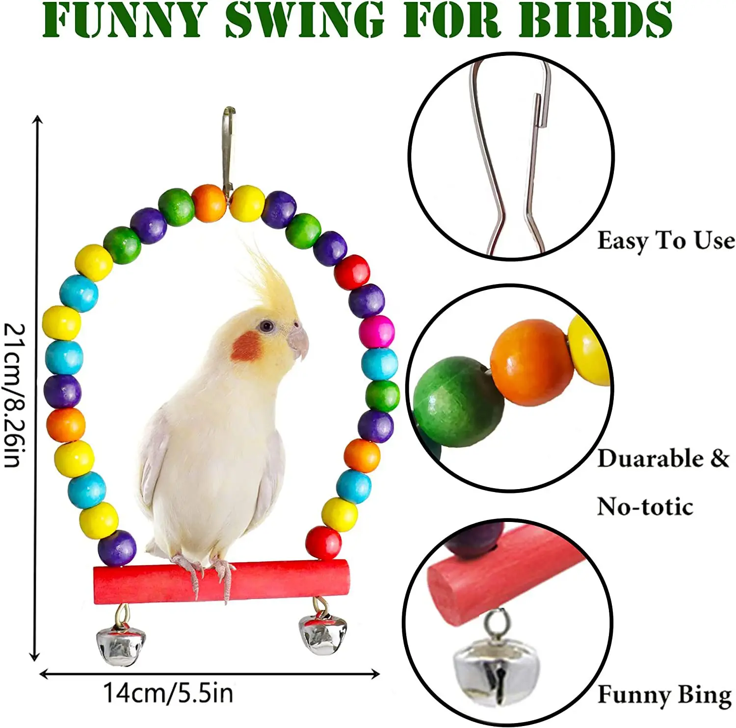 7 pcs Cage for Parrots Wood Birds Swing Reliable Chewable Bite Bridge Wooden Beads Shape Parrot Toy Bird Toys