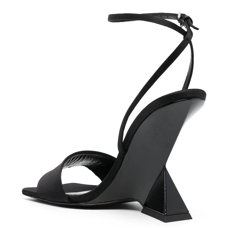 Brand Design Candy Color Irregular Summer New Square Head Show High Heel Sandals Black Orange Women's Shoes Size 42