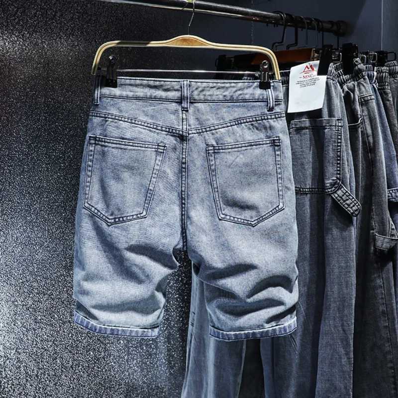 Men denim shorts casual and versatile denim capris denim shorts trendy and handsome nostalgic beach pants summer styleX240914