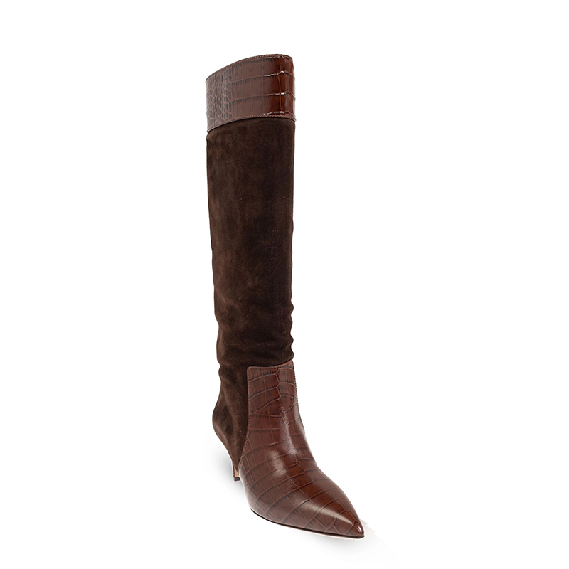 JOZHAMTA Size 32-43 Knee High Boots For Women Real Leather Stitched Stiletto High Heels Pull On Sexy Pointy Toe Long Tall Boots