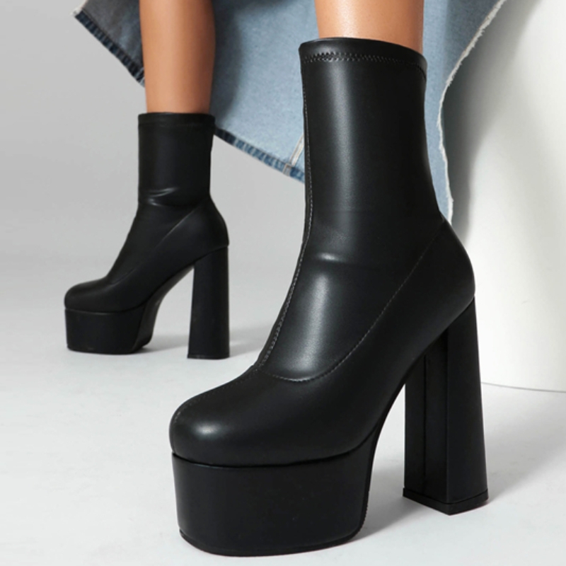Platform Ankle Boots for Women Black White Gold Silver Short Boot High Heel Party Fetish Shoes Lady Big Size 458 New 2024 Winter