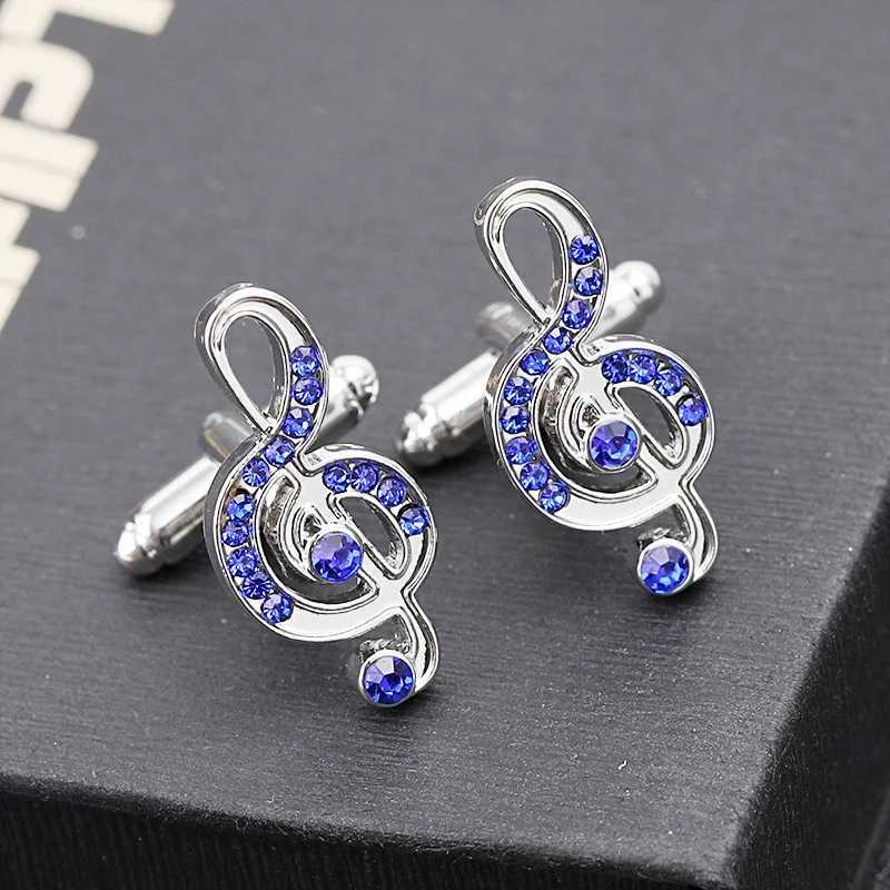 G major tie clip music note blue crystal copper Tie Clips cufflinks set Business Tie Clip High pitch music Necktie party ClipsX240914