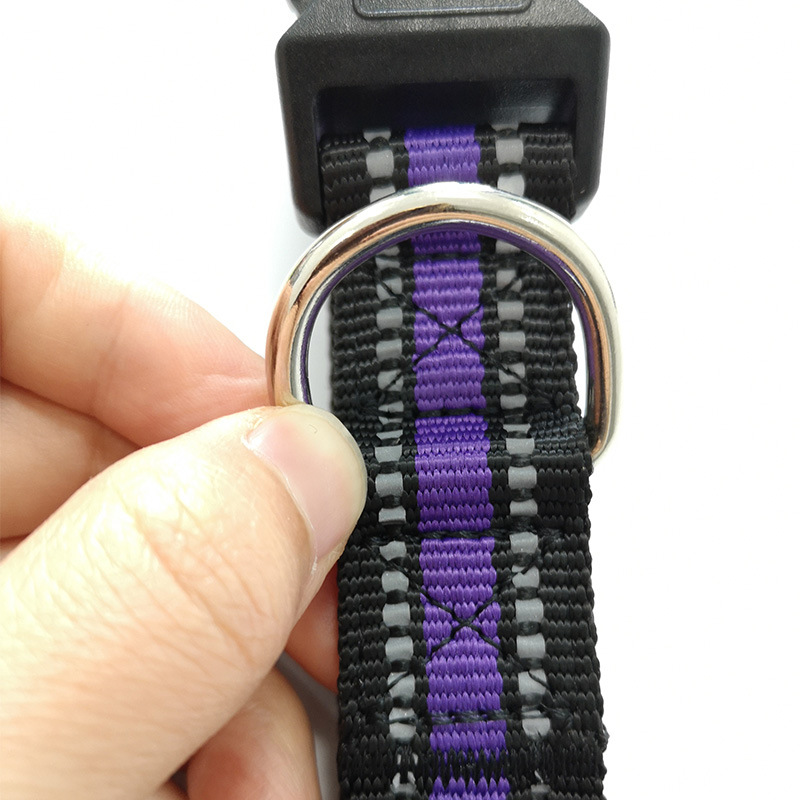 Dog Collar Night Reflective Dog Collar Pet Supplies Puppy Cat Collar Nylon Adjustable with Metal D Ring Durable Pet Accessories