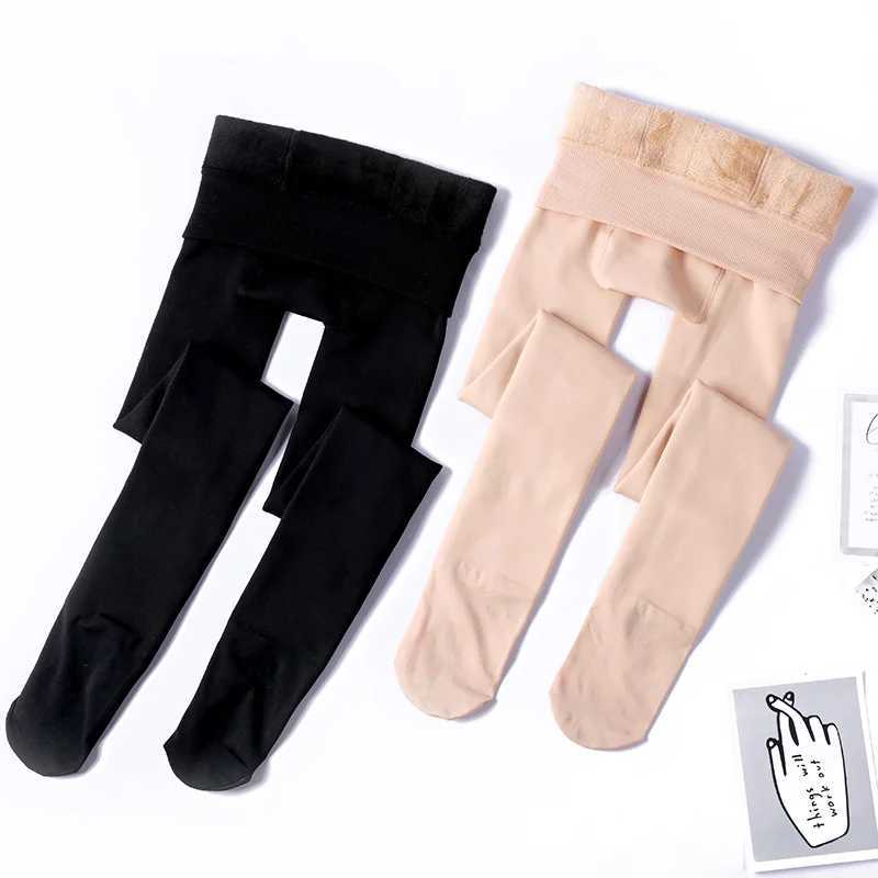 Fleece Leggings Women Wear Flesh-colored Light-leg Long Trousers Inside and Outside Thick Warm Nude SocksX240914
