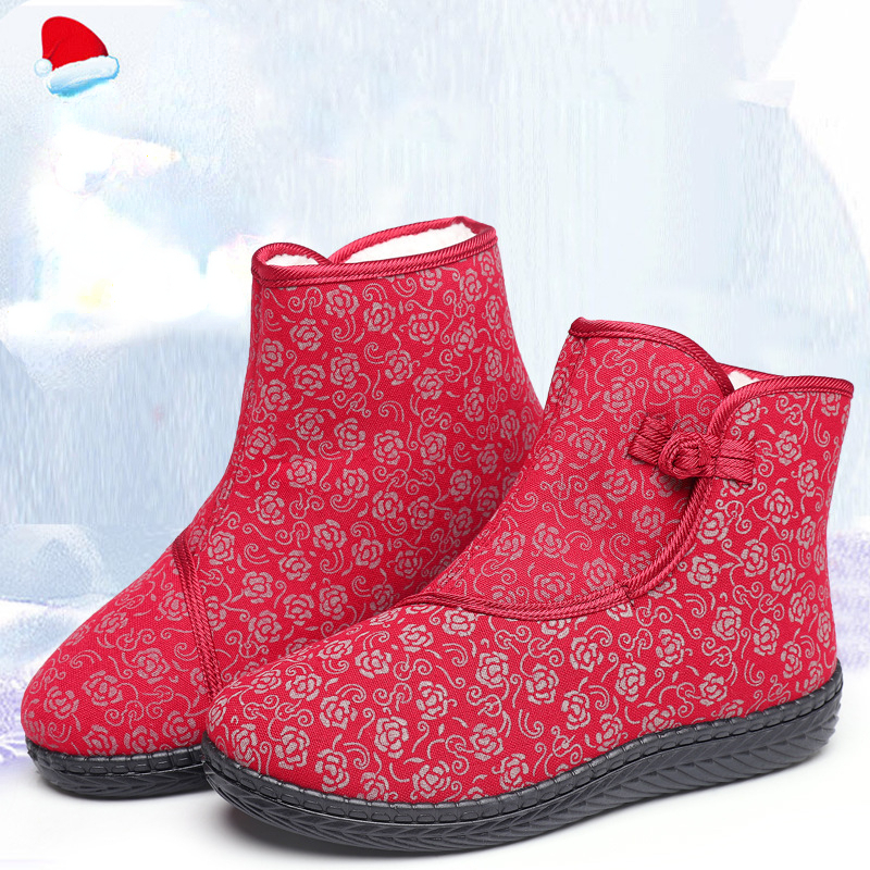 Winter Boots Women Cotton Shoe Solid Flat Plush Warm Snow Woman Boots Women's Sneakers Button Ankle Boot Casual Shoes for Female