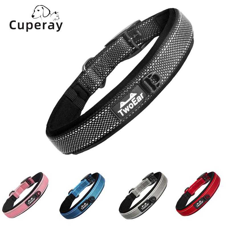 Nylon Reflective Pet Collar,scuba Cloth Lined,adjustable Dog Collar with Alloy Fasteners for Training of Large,medium Small Dogs