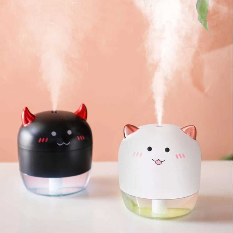 Car Air Freshener New Devil Angel Humidifier Mini Ultrasonic Humidifiers Led Night Light Aroma Essential Oil Diffuser USB Fogger Car Air freshenerL240