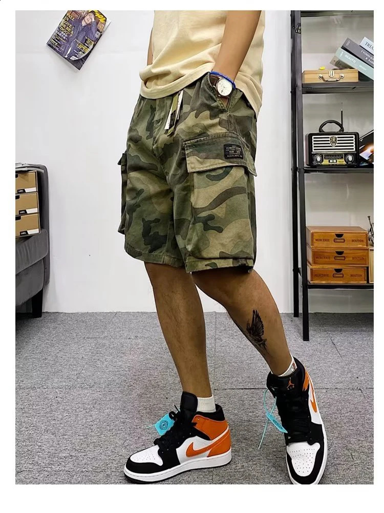 Cargo Shorts Mens Summer Cotton Army Tactical Camouflage Multipocket Casual Short Pants Loose Military Men 2023 240913