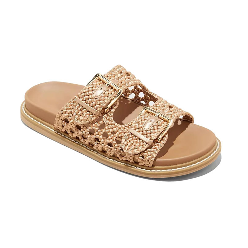 Summer Thick Soled Belt Buckle Women Outdoor Slippers New Flat Bottomed Round Toe Retro Casual Commuting Beach Sandals Size35-43