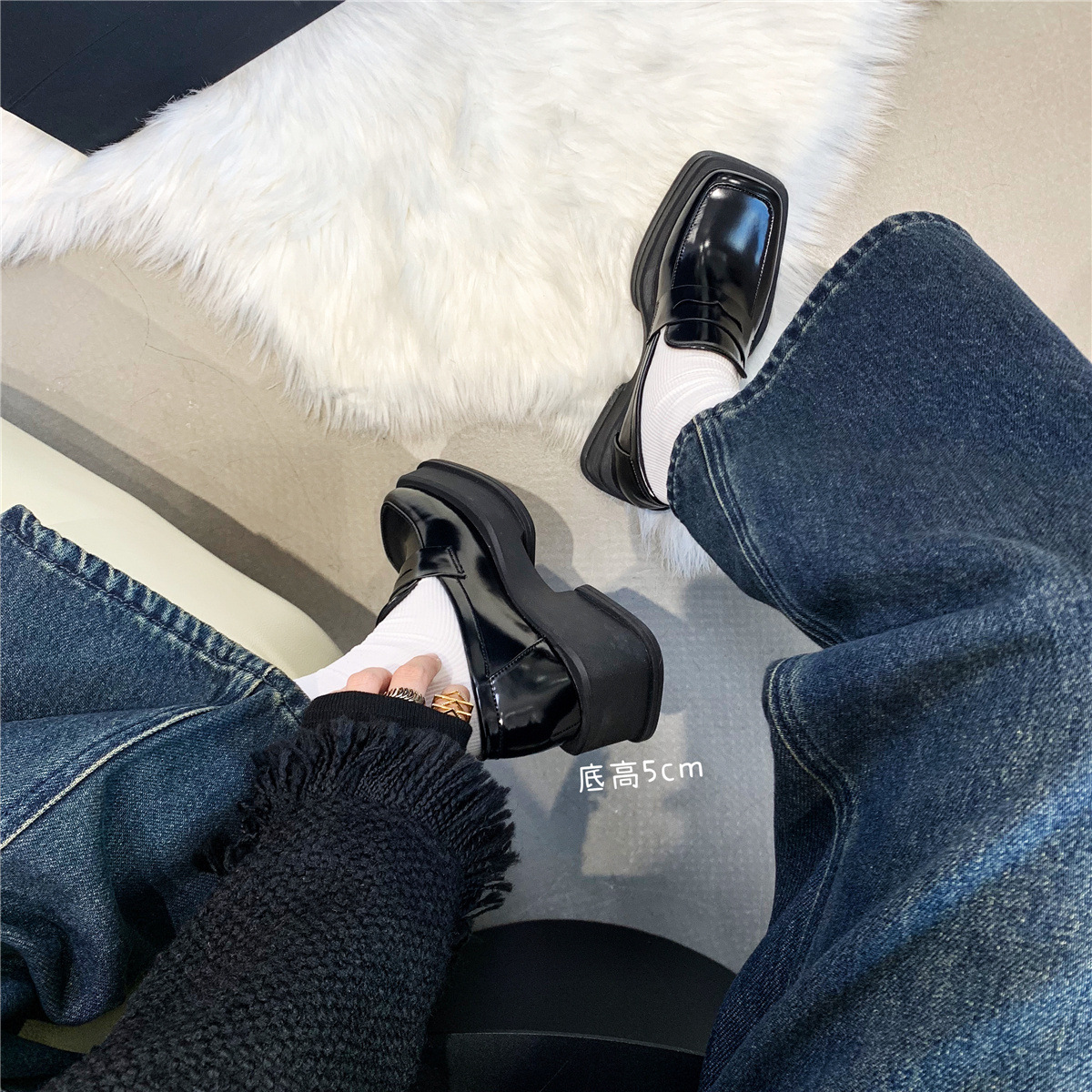 2024 New Women'S Shoes Low Heel Loafers Casual Ladies Slip on Square Toe Shoes Female Elegant Fashion Shoes Zapatillas Mujer