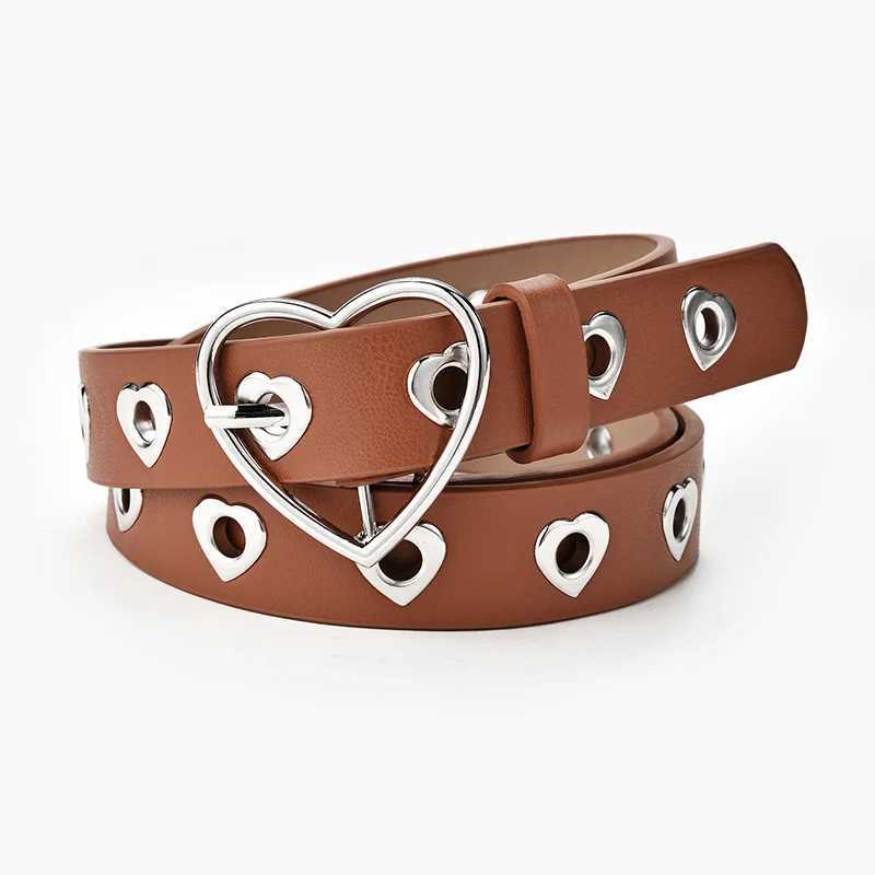 Love Button Decoration for WOMENS Jeans Waistband Fashionable Heart-shaped Eyelet Hollow BeltX240914