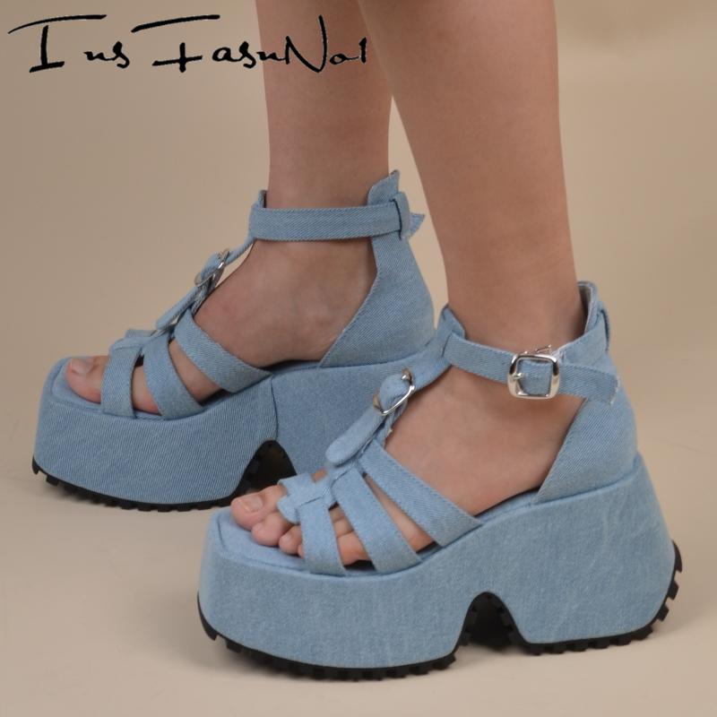 Fashion Thick Bottom High Platform Women Sandals Buckle Strap Increasing All Match Dress Shoes Open Toe Female Modern Sandals