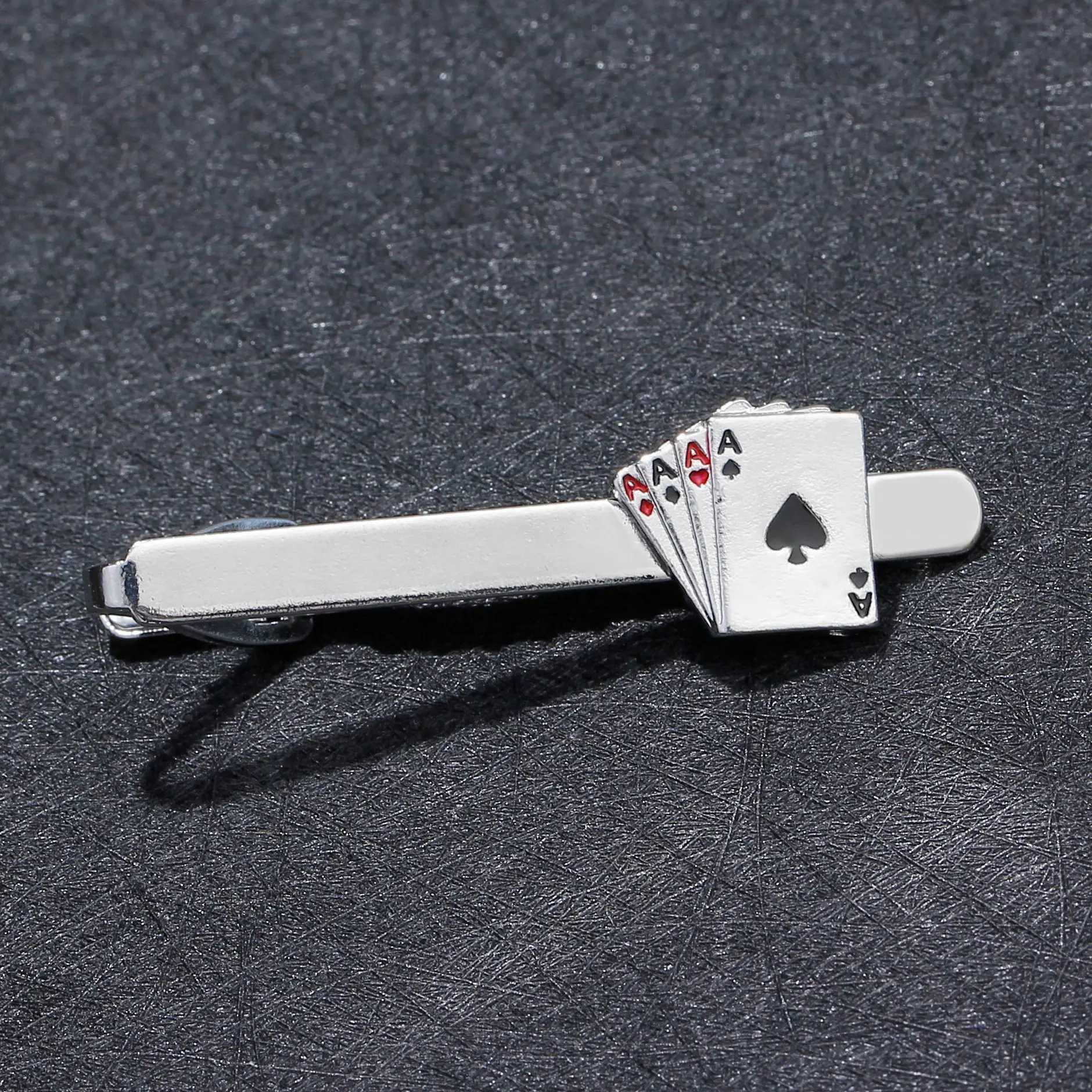 Fashion Trendy Mens Playing Card Four A Zinc Alloy Tie Clips for Groom Gentleman Business Casual Necktie Accessories GiftsX240914
