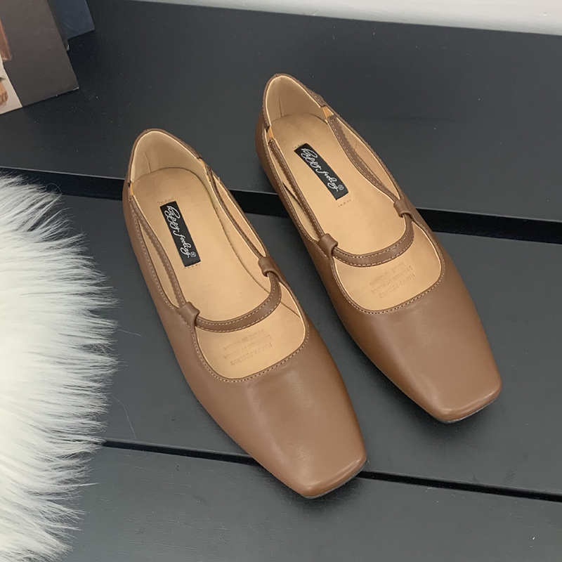 Cutout Ankle Strap flat shoes woman square toe soft leather ballet flats shiny sier slip on loafers women designer espadrilles s