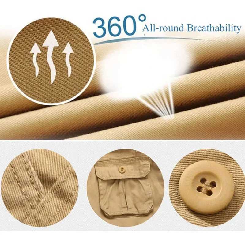 Summer Mens Cargo Shorts Tactical Breathable Loose Short Pants Multi-pocket Plus Size Cotton Casual Shorts Mens Clothing MPD13 Y240914