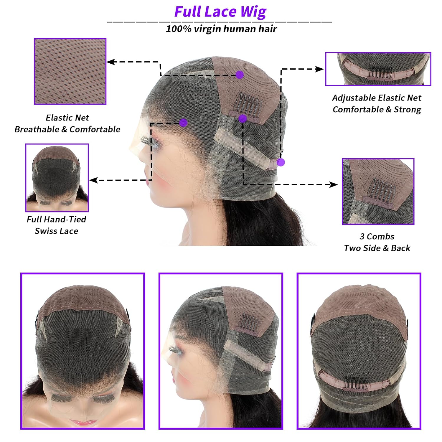 15A Full Lace Wigs Human Hair Wigs HD Transparent Handmade Invisible Lace front Pre Plucked 180% Density Brazilian Kinky Curly Wigs