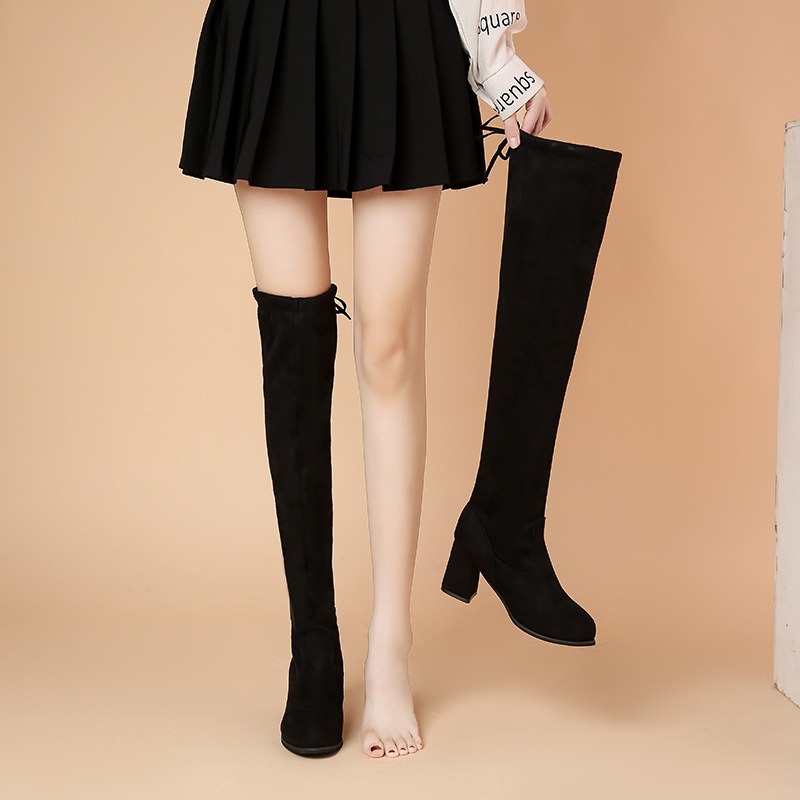 New Stretch Over-the-knee Women's 2022 Autumn and Winter Look Thin Thick-heeled High-heeled Small Size Boots