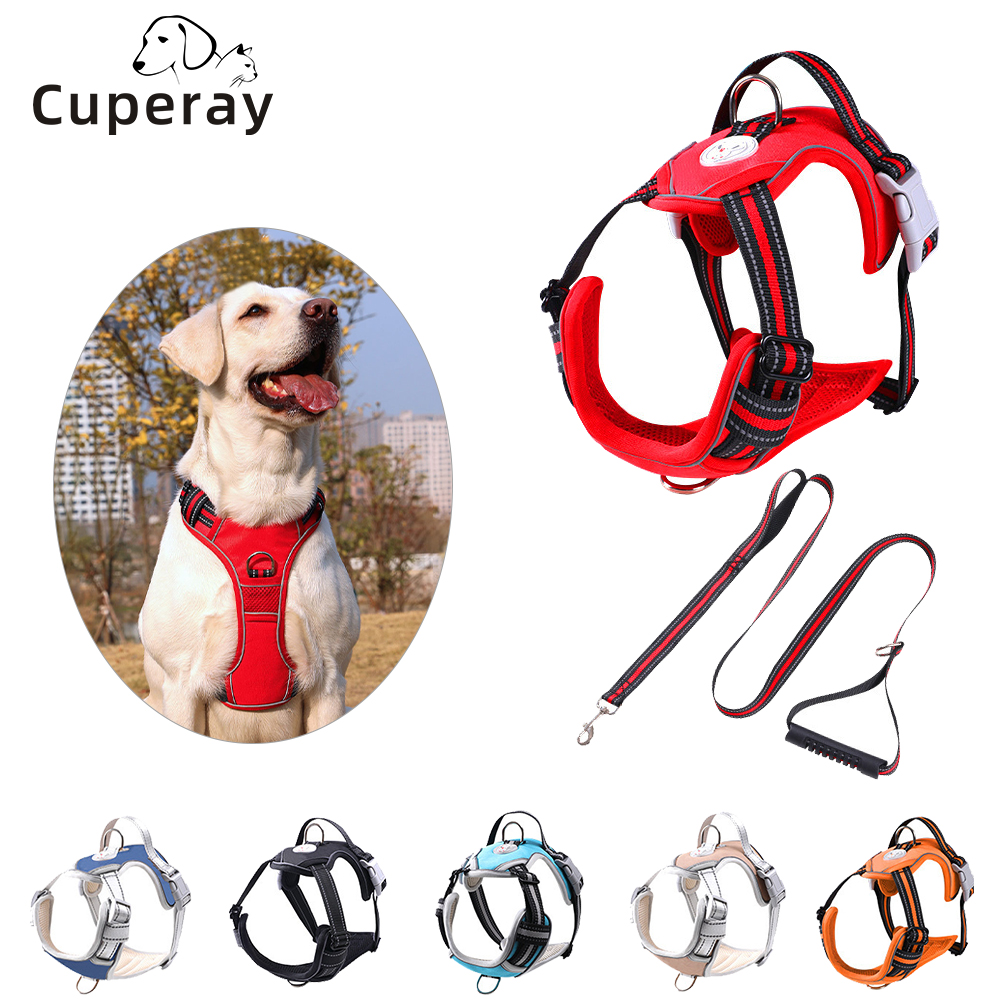 Dog Harness & Leash Set,No Pull Reflective Adjustable Pet Harness,Dog Vest Harness with Easy Control Handle for Medium Large Dog