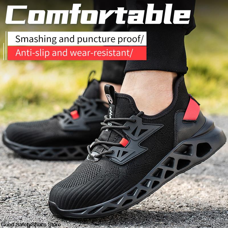 Indestructible Lightweight Women Sneakers Breathable Anti-Smash Safety Boots Steel Toe Men Work Shoes 4f2b