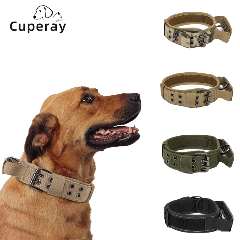 Nylon Tactical Dog Collar with Handle Adjustable Reflective Dog Collar with D-Ring & Buckle Military Collar for Medium Large Dog