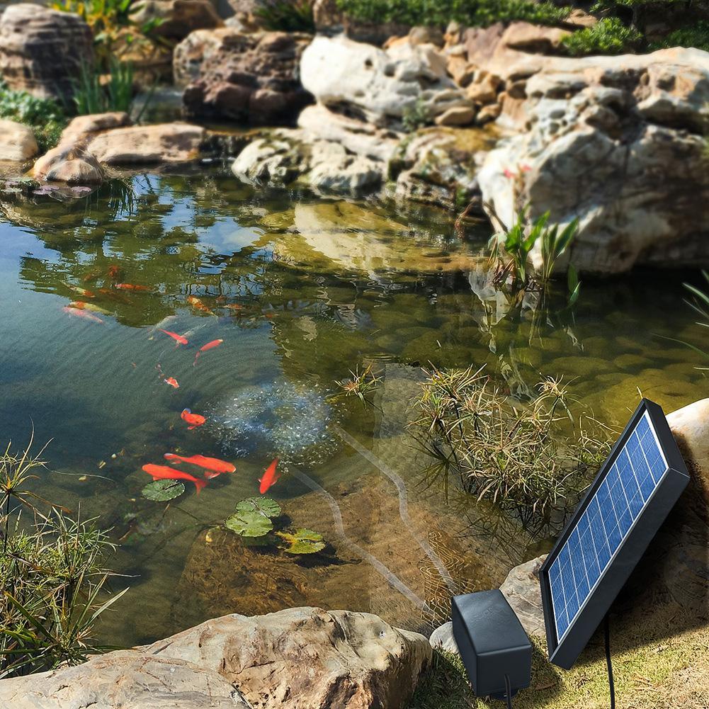 Solar Powered Oxygen Pump Solar Water Air Pump Fish Tank Oxygenator Outdoor Fish Tank Pool Pond Low Noise Air Pump for Gardening