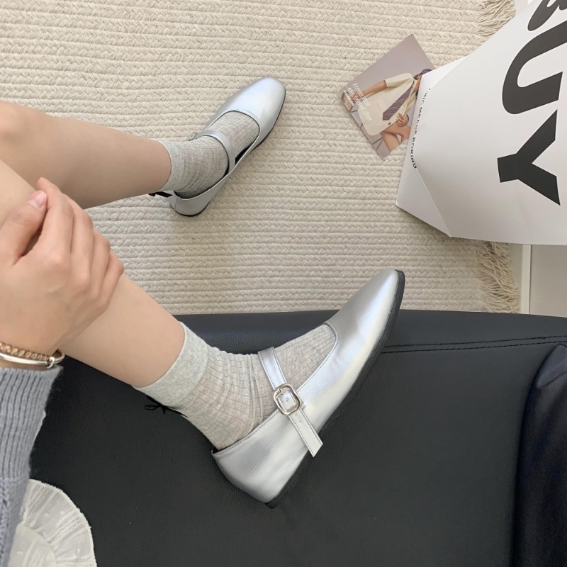 SUOJIALUN 2024 Spring New Women Flat Shoes Fashion Silk Square Toe Shallow Ladies Ballet Shoes Soft Casual Flat Mary Jane Shoes