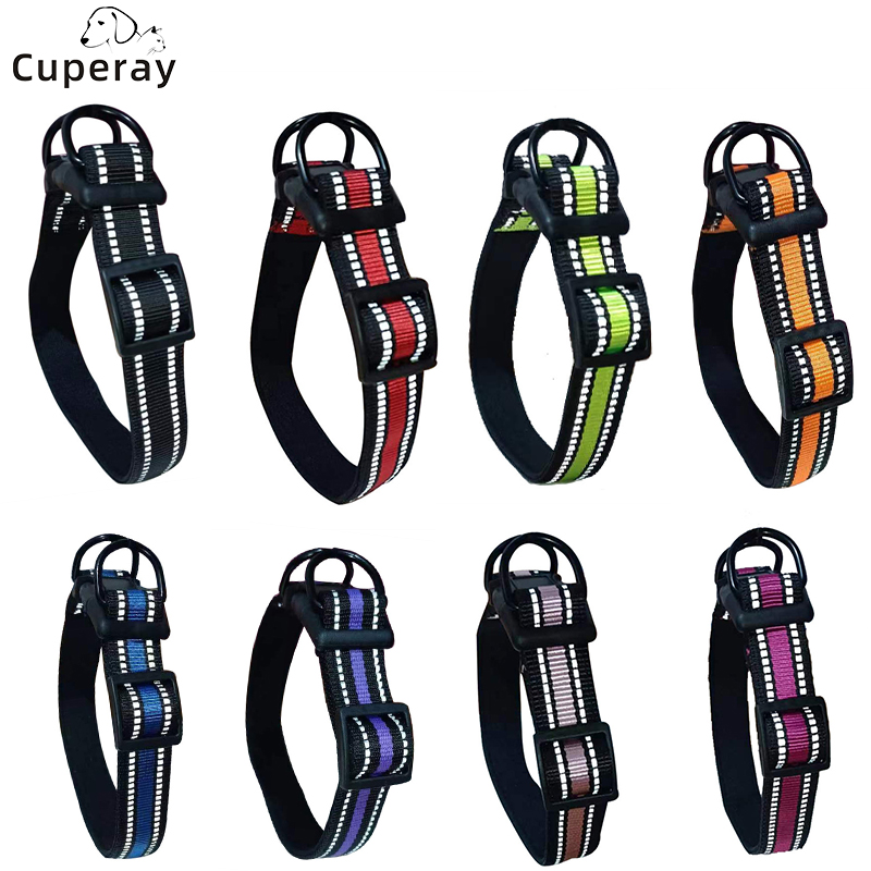 Pet Collar Reflective Large Medium Small Dog Collar Adjustable Dog Collar with Double D Ring and Neoprene Lining Pet Accessories