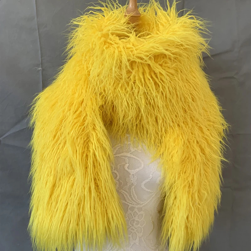 Women Mongolian Fur Collar Lady Winter All-Match Long Curly Fur Scarf Warm Thick Fashion Coat Parka DIY Fur Collar Neck Warmer 240910