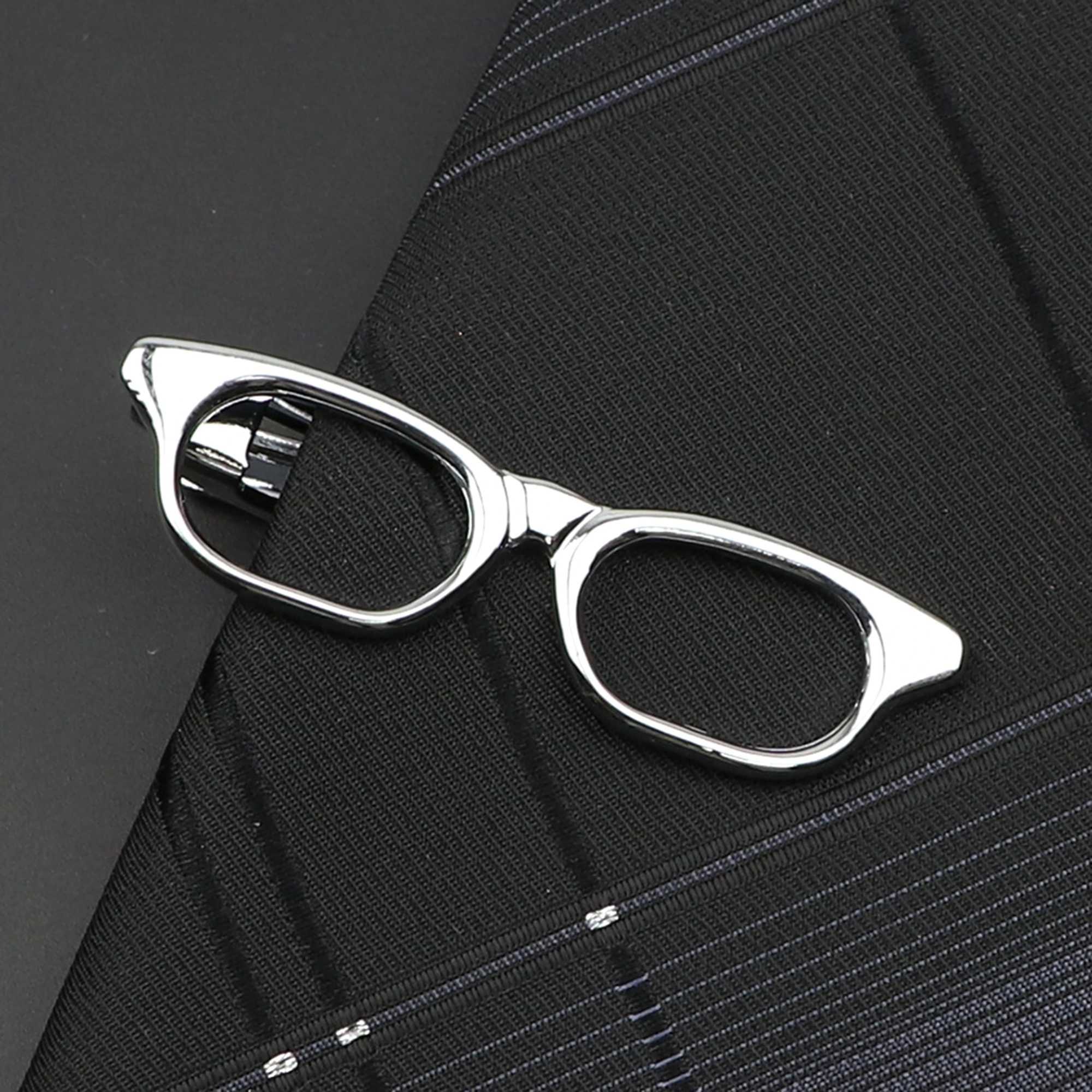 1PC Chrome Stainless Tie Clip For Men Pen Glasses Car Moustache Fork Spoon Shape Metal Necktie Clasp Wedding Party AccessoriesX240914