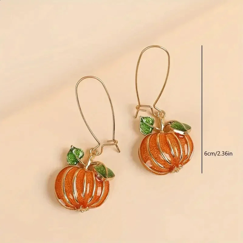 1 Pair Thanksgiving Party Orange Pumpkin Long Earring Women Delicate Oil Drop Fashion Halloween Dangle Earring Jewelry 240914