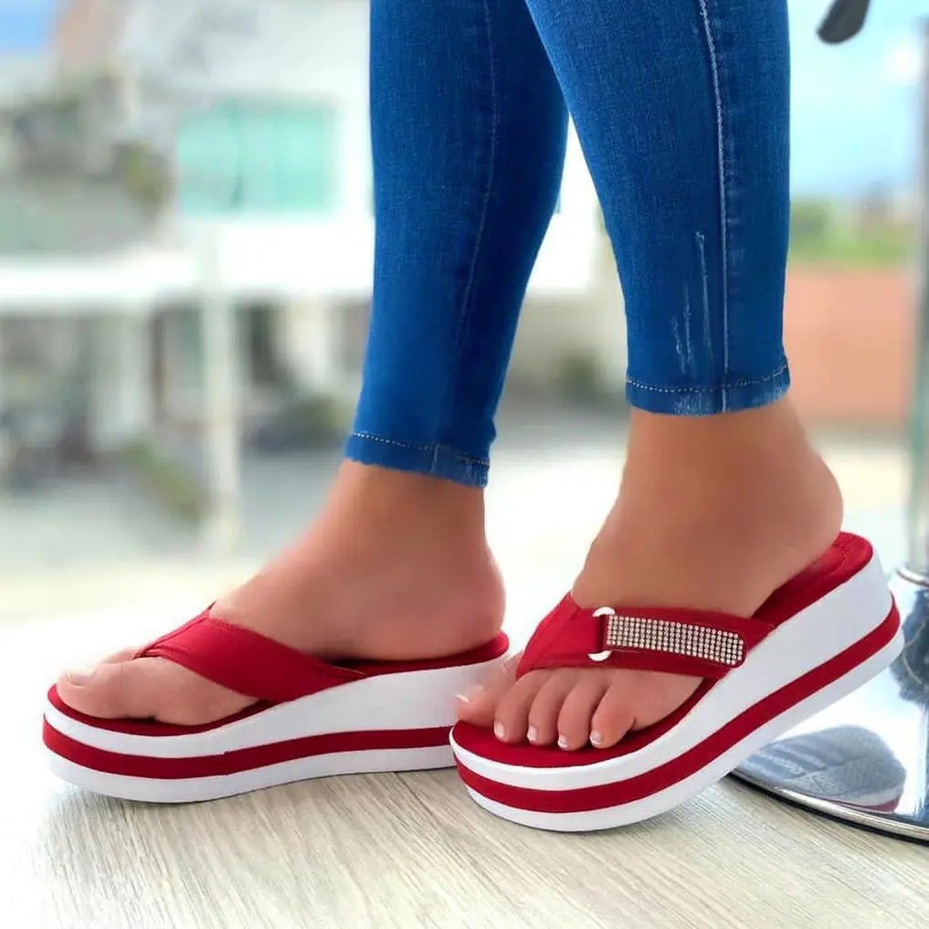 Plus Size Women's Shoes 2022 Rhie Platform Sandals Women Wedge Summer Flip ps Height Increase Beach Slippers