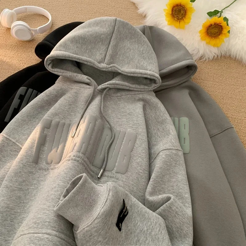 Autumnwinter American wool thickened heavy duty foam mask mens sweatshirt 240913