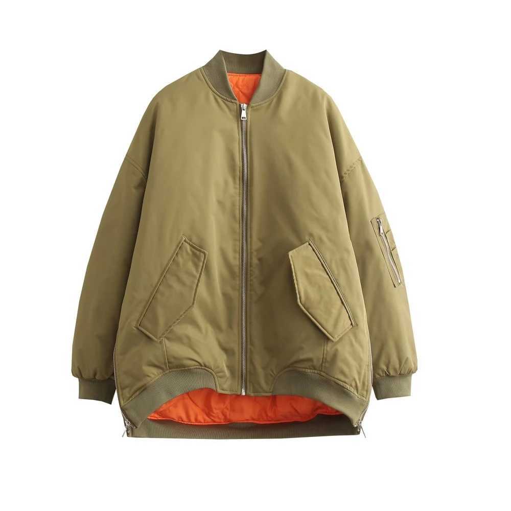 PB ZA Womens 2024 Autumn New Style Temperature Simple Casual Style Irregular Hemp Loose Flight Jacket W240914