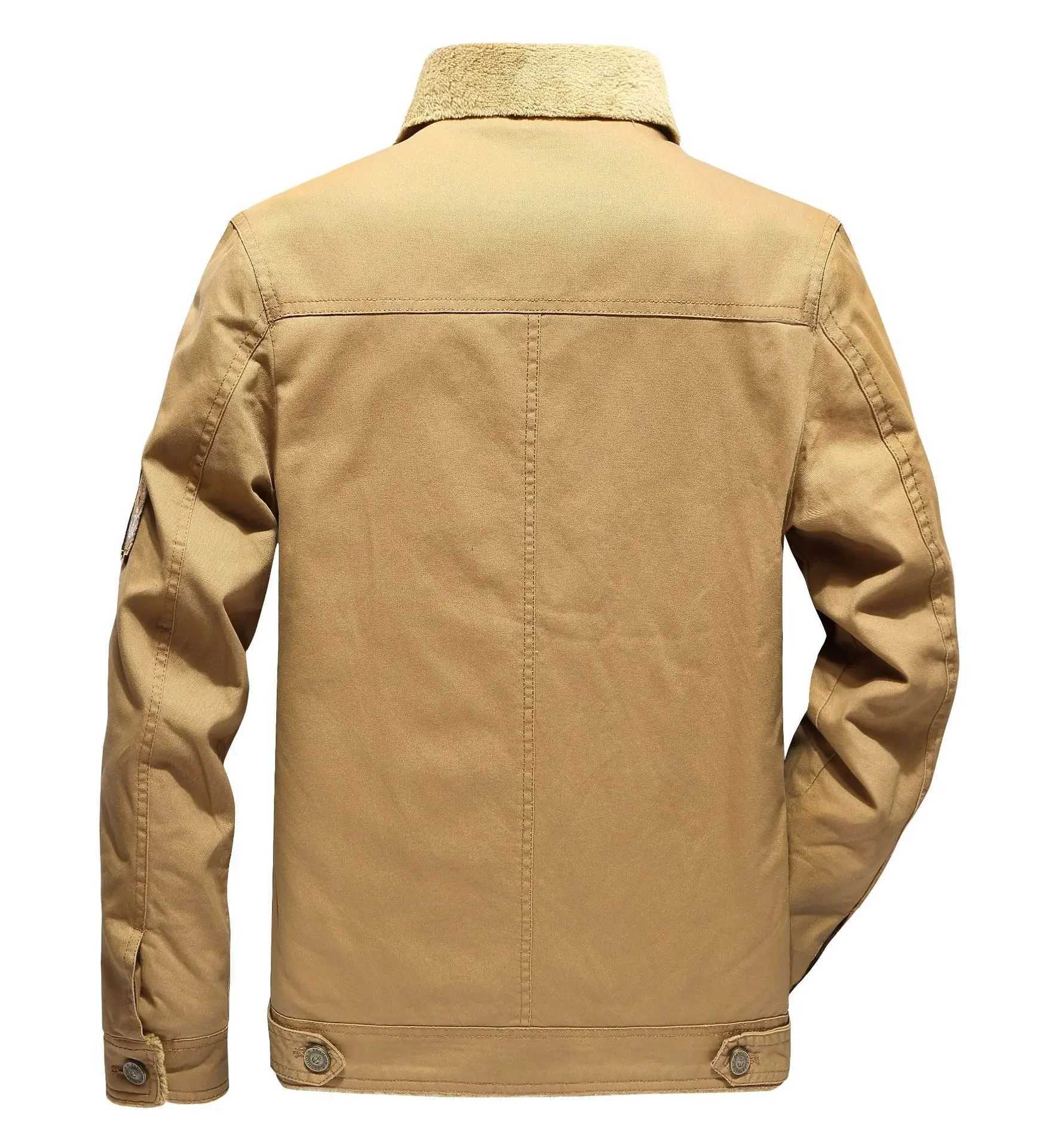 Cotton jacket mens autumn and winter flight jacket wool thick pile uniform loose fit large size W240914