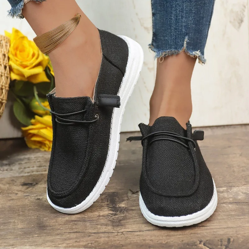 New Casual Chunky Platform Cloth Shoes for Women 2024 Spring Low Top Flat-Heeled Shoes Woman Plus Size 43 Orange Cheap Sneakers