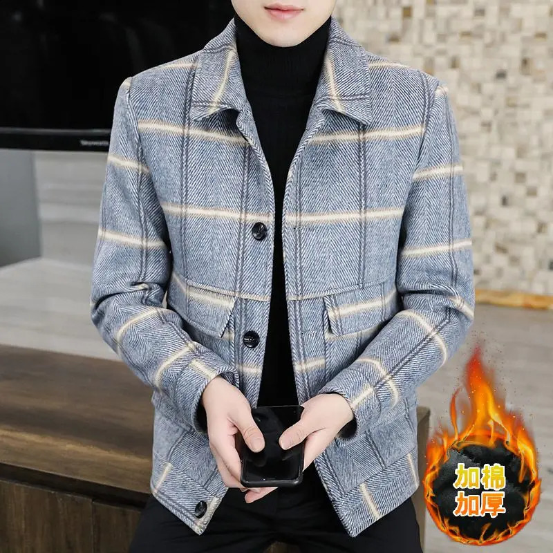 Fashion trend high-end boutique casual plaid tweed jacket handsome top plus cotton thickened woolen coat 240905