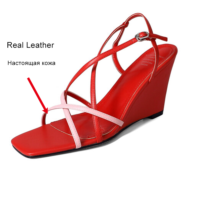 2025 new Size JOZHAMTA 34-40 Women Wedges Sandals Real Leather Gladiator Strappys High Heels Summer Shoes Ins Fashion Party Daily Dress 3e3f