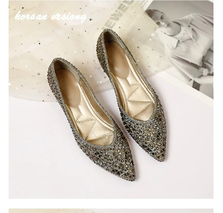 Designer 2023 Woman Trafa Quality Crystal Pumps Low Heeled Party Bride Wedding Shoes Female Sequin New Loafers Ladies Dress High Heels