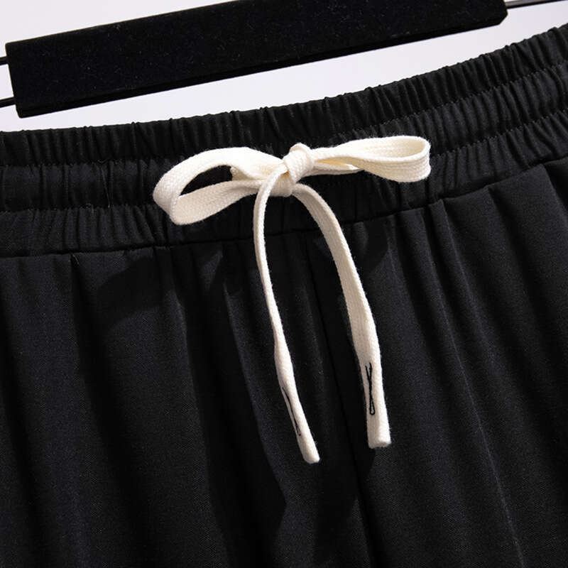 155Kg Plus Size Women's Loose Straight Wide Leg Trousers Hip 150 High-Waisted Striped Pants Black 5Xl 6Xl 7Xl 8Xl 9Xl