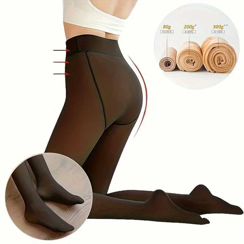Thermal Fleece Lined High Waist Pantyhose Soft Warm Stretchy Stockings for Women - Perfect for Cold Weather Outdoor ActivitiesX240914