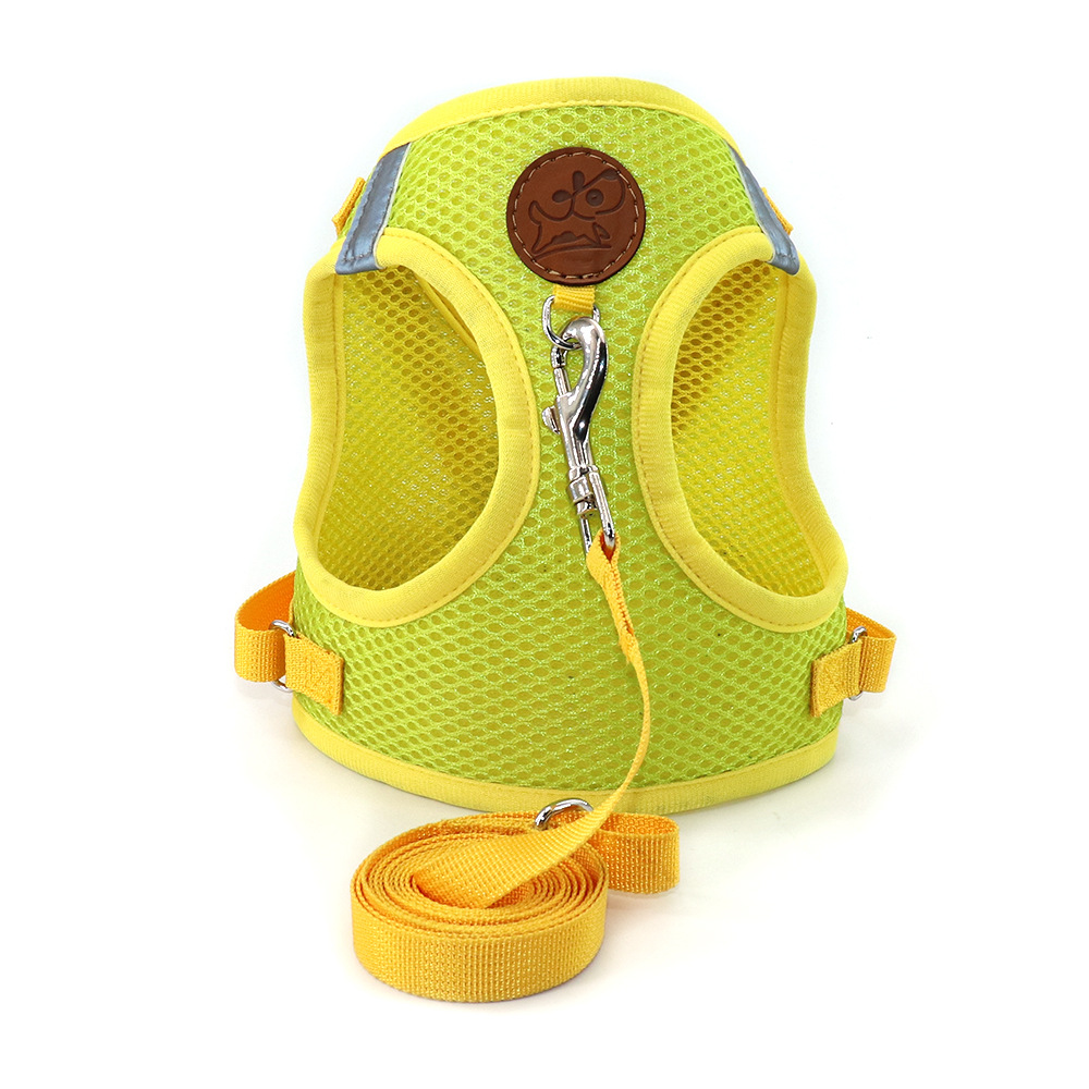 Small Pet Leash and Harness Reflective Pet Supplies Dog Walking Corgi Teddy Pet Out Vest Style Mesh Breathable Harness and Leash