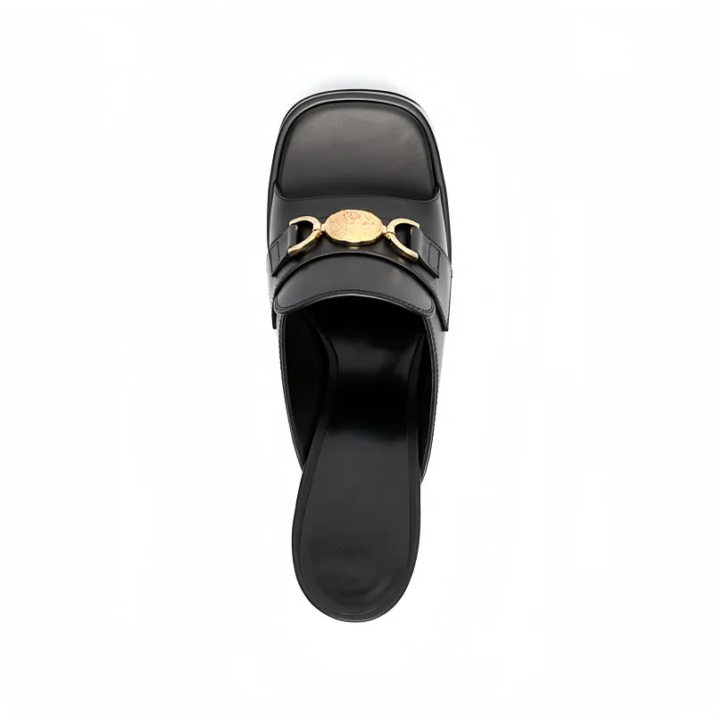 Metal Brand Buckle Sexy Thick Outdoor Slippers Women's Fashion Waterproof Platform High Heel Sandals Exquisite Woman Shoes f6bf