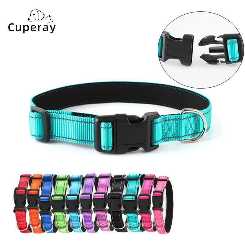 Nylon Reflective Pet Collar,Adjustable Size Dog Collar with Submersible Lining Breathable for Dogs Outdoor Traveling and Walking