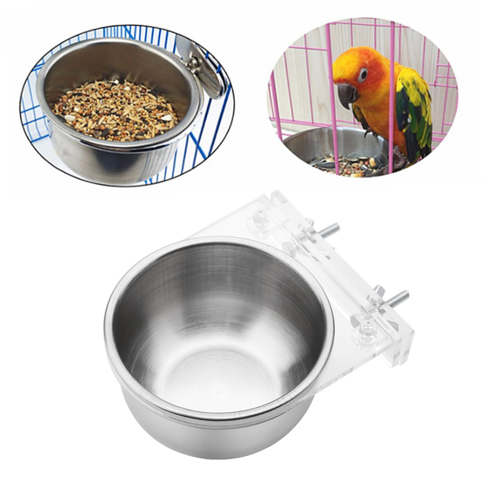 Bird Cage Food Water Feeder Bowl Rack Parrot Parakeet Cage Accessories