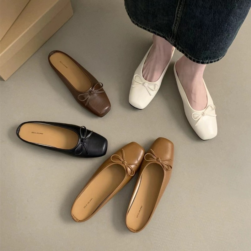 Half Women Baotou Slippers Flat Bottom Spring Summer New Outer Wear Lazy Single Shoes New Casual Solid Butterfly Mules Slides 3