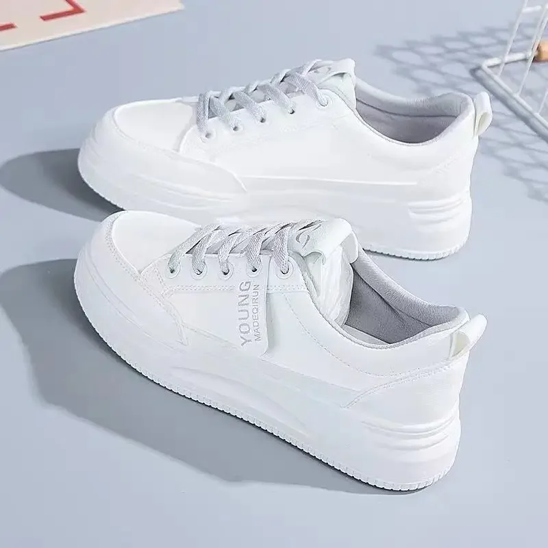 2023 Women's New Vulcanize Shoes Lace-up White Sneakers Fashion Running Comfortable Casual Female 8e12