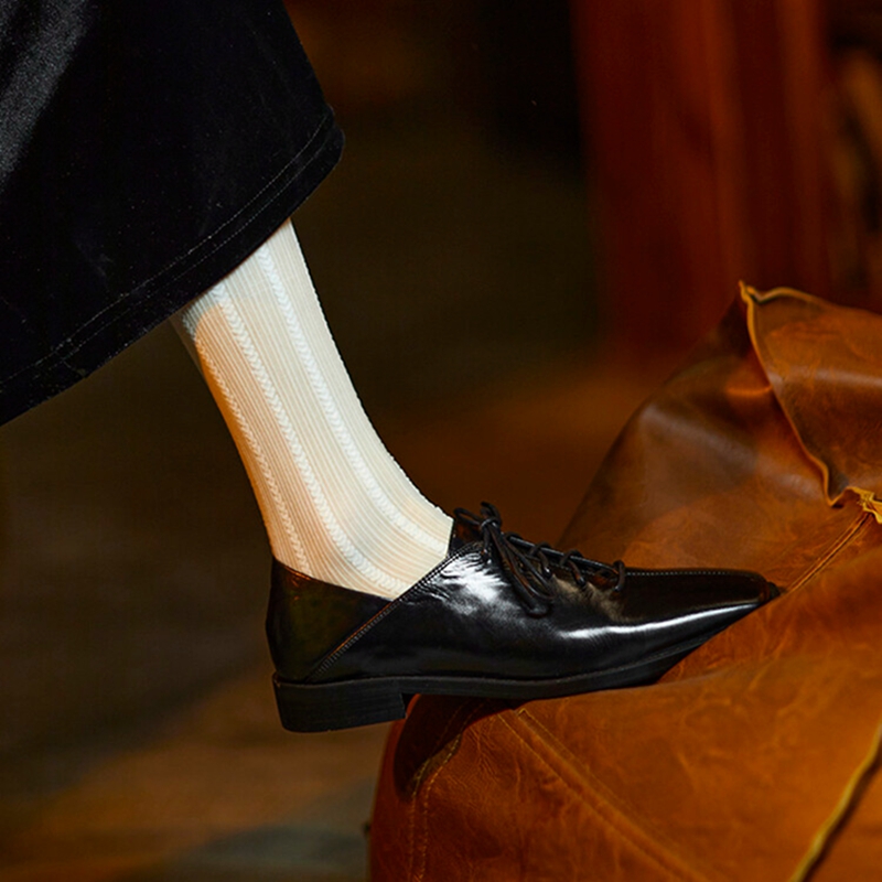 Spring/Autumn NEW Genuine Leather New for Square Toe Chunky Women Pumps Lace-up Low Heel Shoes 74a0