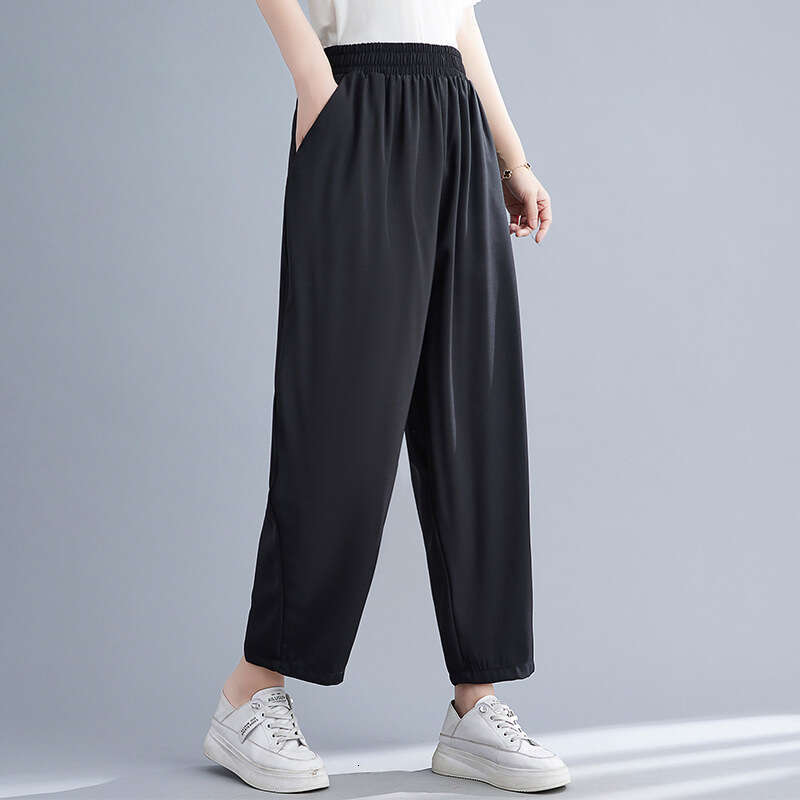 150Kg Large Size Women's Loose High Elastic Waist Sports Casual Pants Hip 170 Black Blue Apricot 6Xl 7Xl 8Xl 9Xl
