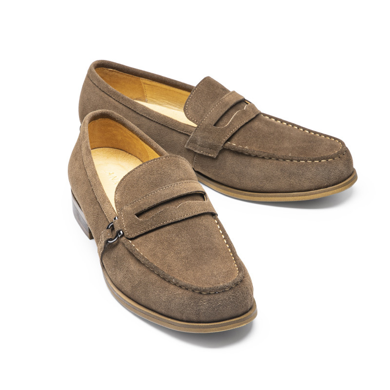 Classic Italian Style Mens Suede Loafer Genuine Leather Handcrafted Slip-on Wedding Dress Shoes Party Formal Shoe For Men