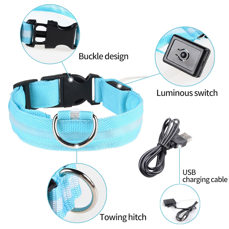 LED Glowing Dog Collars Light Luminous Flashing Glowing Bright Collar for Dogs Night Safety Dog Walking Supplies Pet Products